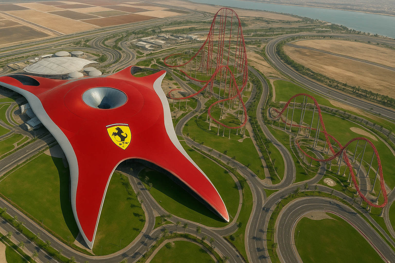 Ferrari World Yas Island aerial view
