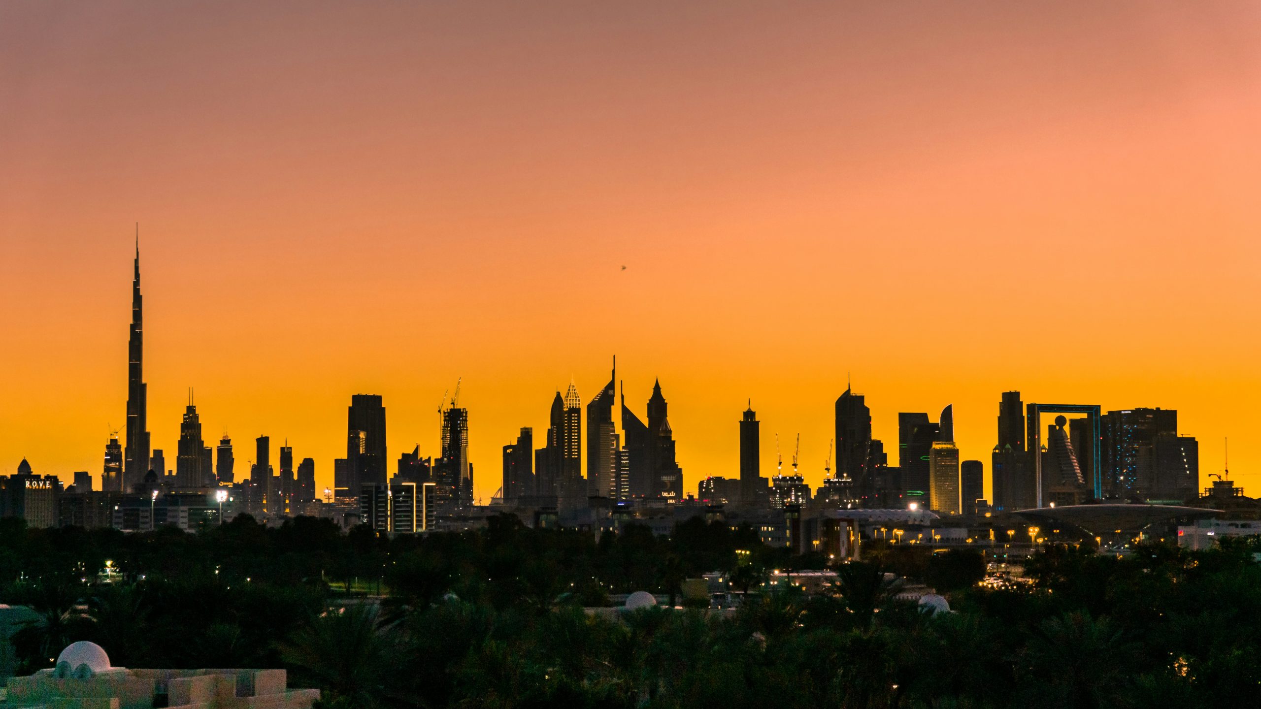 Dubai skyline at sunset
